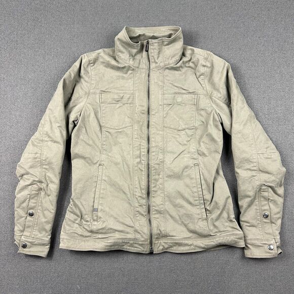Kuhl Jacket Womens Small Flannel Lined Canvas Generatr Green Military Full Zip - Picture 1 of 10